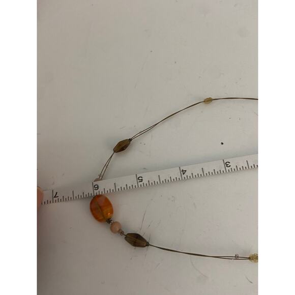 Vintage Wire Necklace with Orange Bead Focal - Y2K Retro - Picture 3 of 3